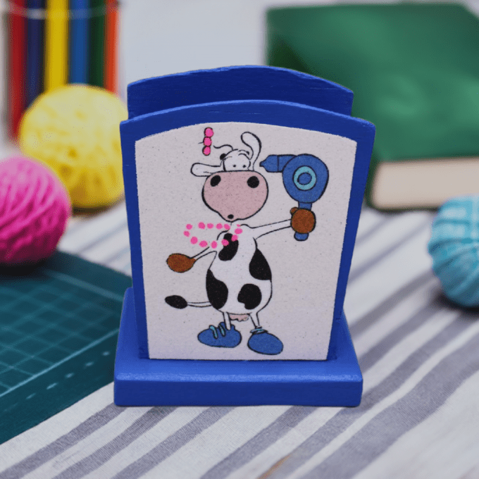 Accessoire bureau vache humoristique – idée cadeau artisanale