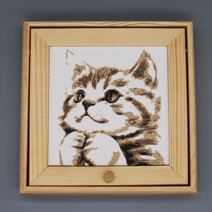 Boîte à bijoux Chaton avec tableau en sable d’un chaton attendrissant