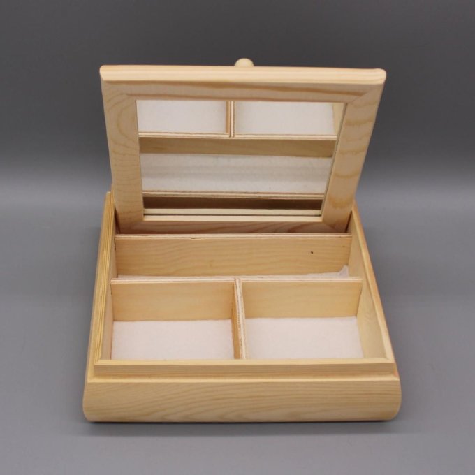 Boîte à bijoux Loup paisible – Intérieur et miroir