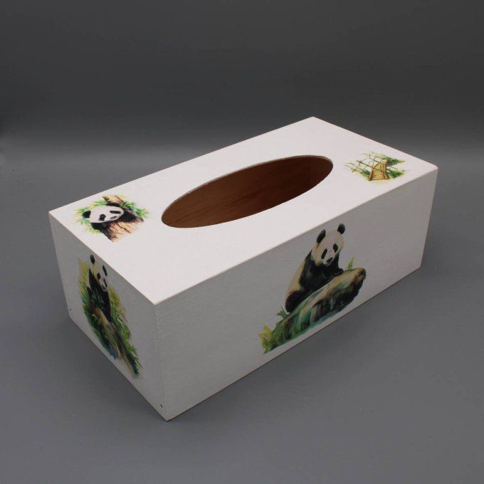Boîte à mouchoirs décorée de pandas et bambous en style aquarelle – ambiance zen et naturelle