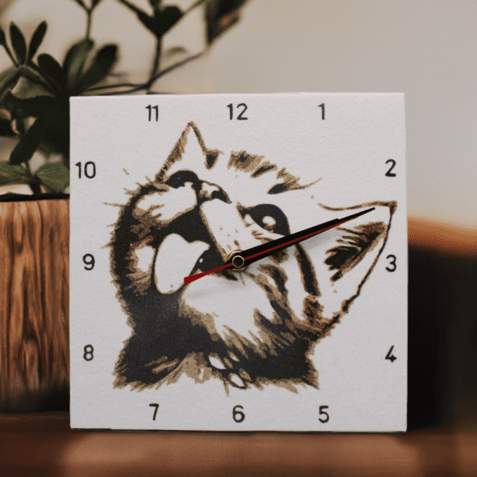 Horloge artisanale chat farceur en sable