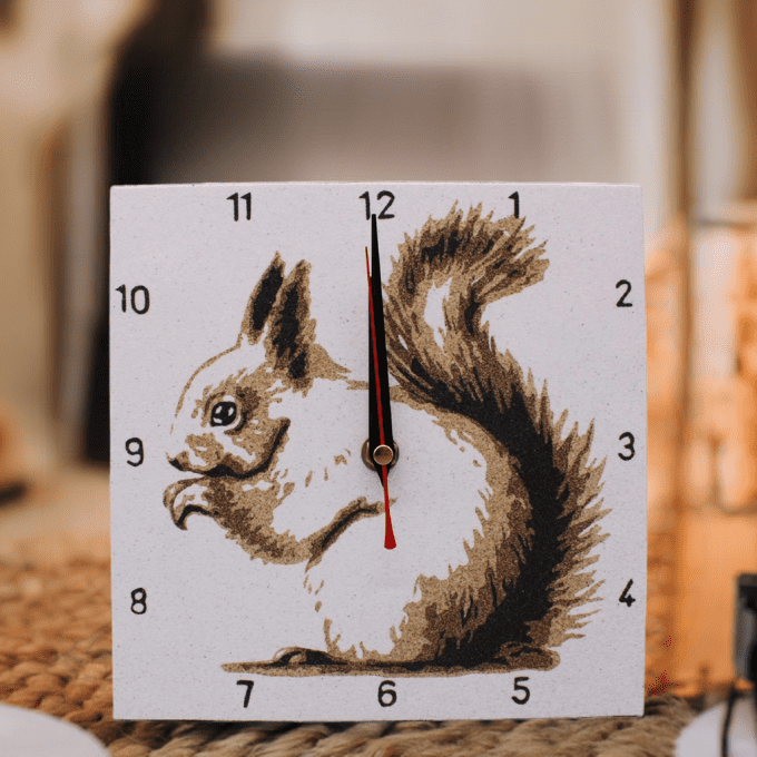 horloge artisanale écureuil rustique nature