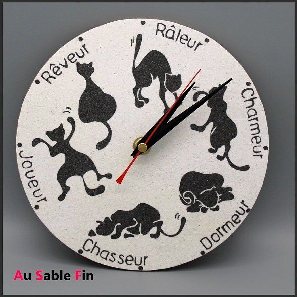 Horloge en sable - Le chat 