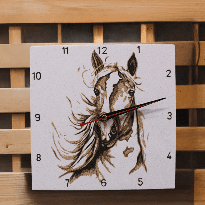 Horloge cheval tête au vent bois rustique décoration murale équine