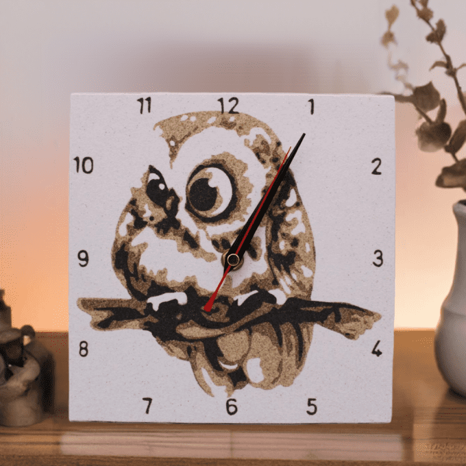 Horloge hibou en bois – décoration murale artisanale