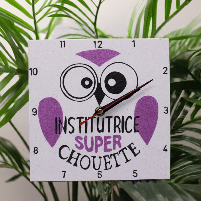 horloge institutrice super chouette hibou cadeau maîtresse original