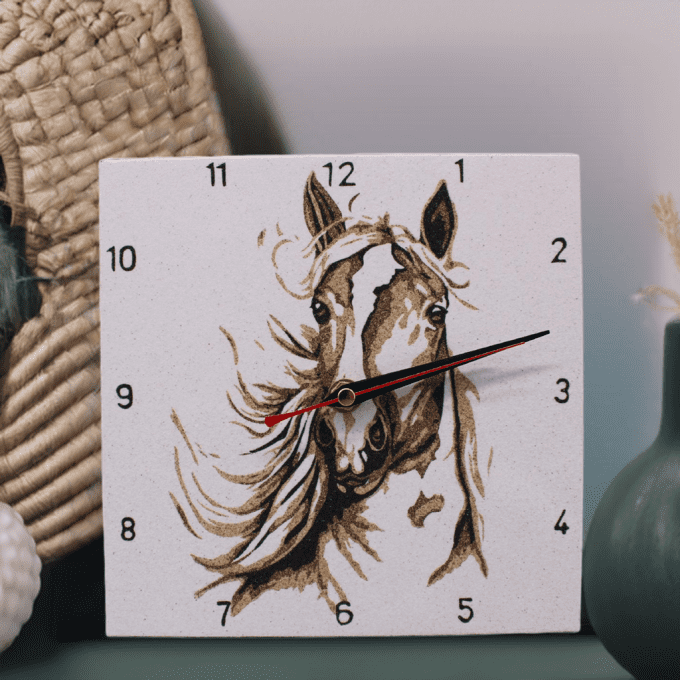 Horloge murale cheval peinture style vintage déco campagne