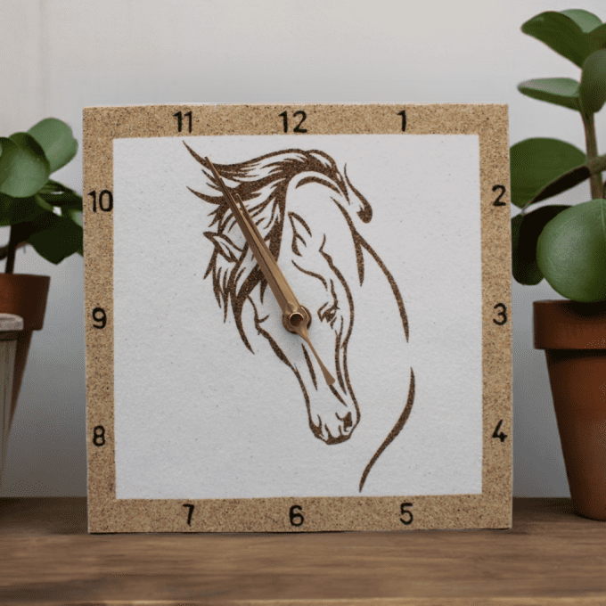 Horloge murale cheval tête baissée style minimaliste naturel