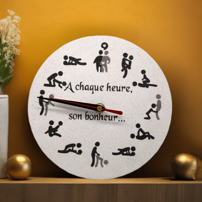 Horloge murale drôle couple - Design humour amoureux chambre adulte