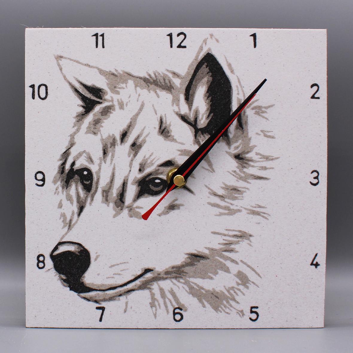 Horloge en sable - Loup