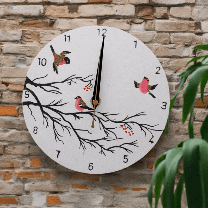 horloge oiseaux décoration murale originale style rustique