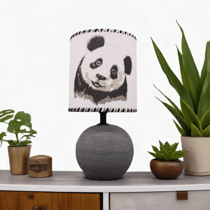 Lampe abat-jour panda mignon noir et blanc