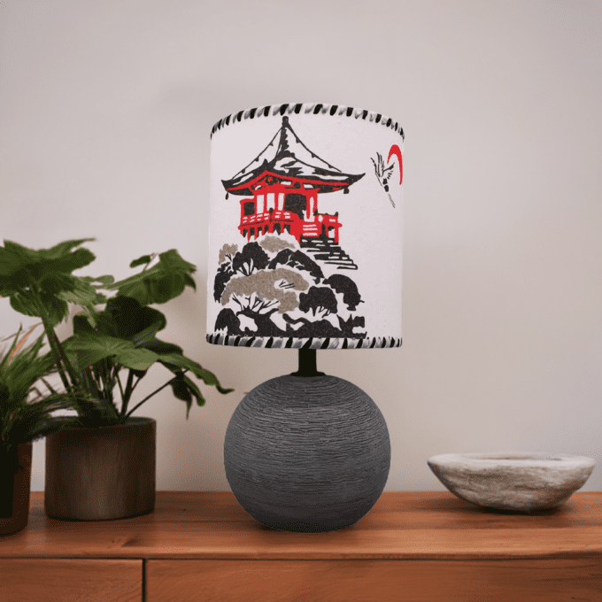 Lampe artisanale décorative avec temple asiatique – création en sable naturel
