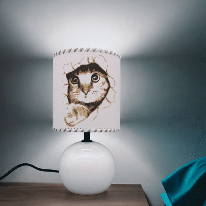 Lampe chat en sable, ambiance douce