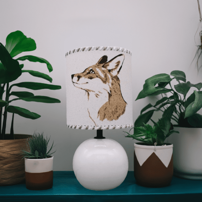 lampe avec motif de renard sur abat-jour