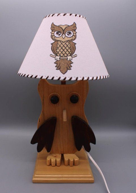 Lampe Chouette bois et sable
