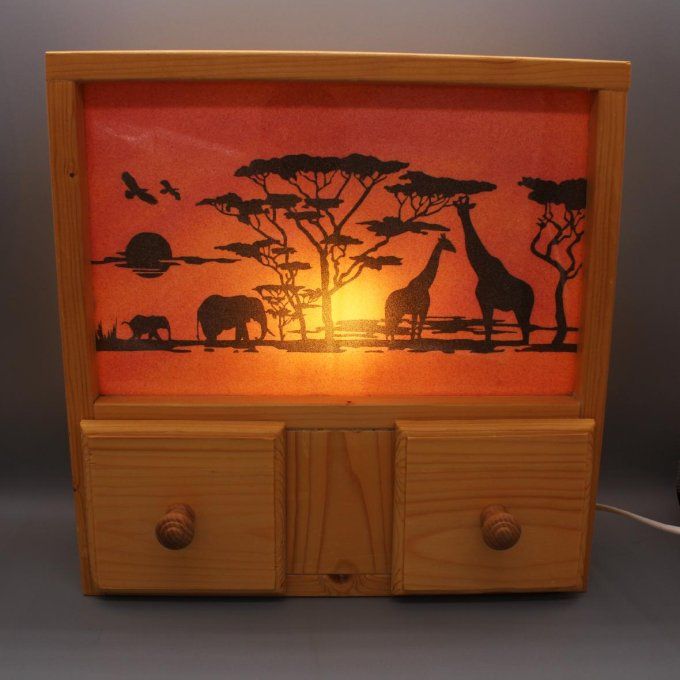 Lampe tiroirs décor Savane