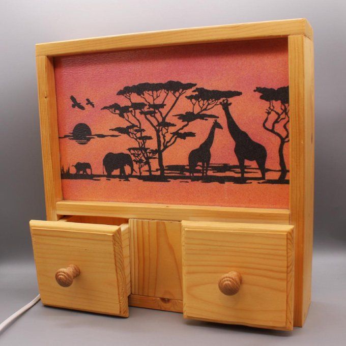 Lampe tiroirs décor Savane