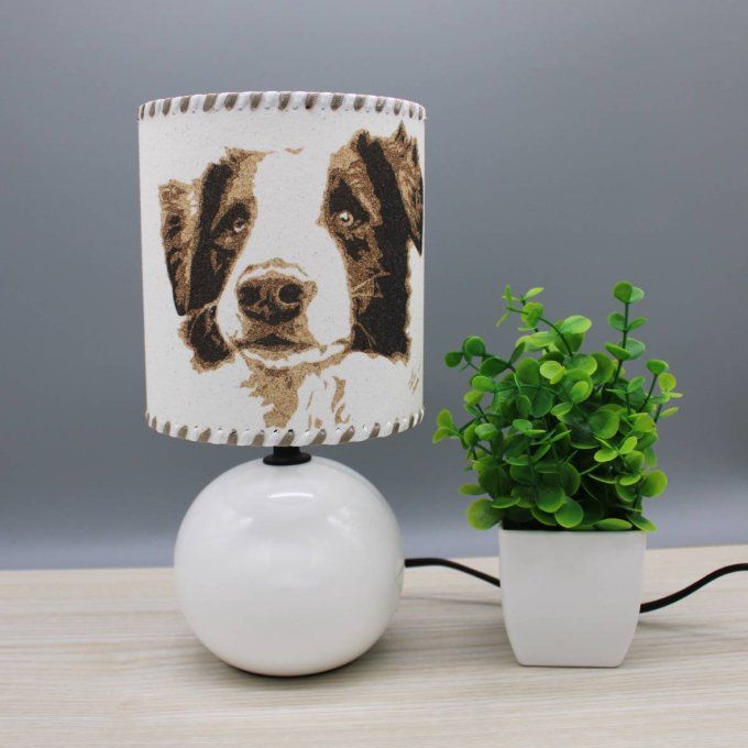 Lampe Border Collie pied blanc brillant