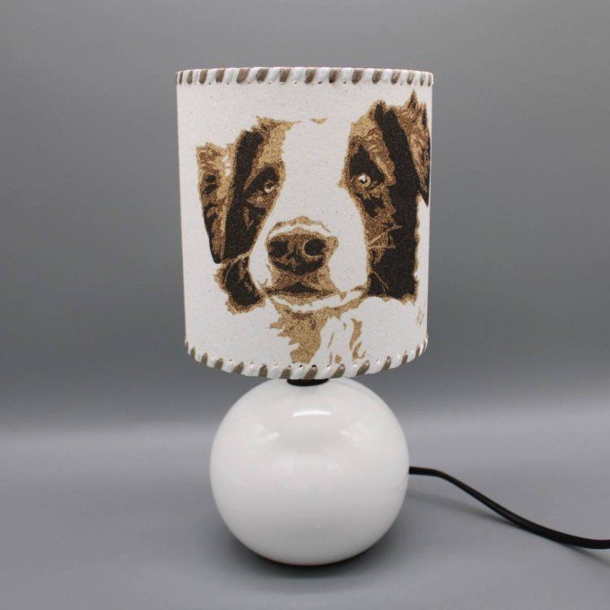 Lampe Border Collie pied blanc