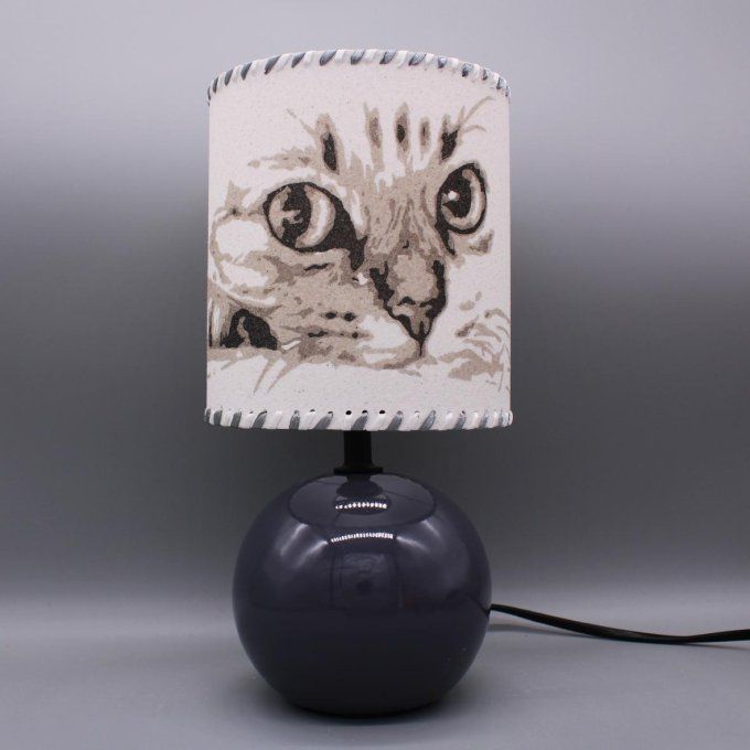 Lampe Chat gris pied brillant