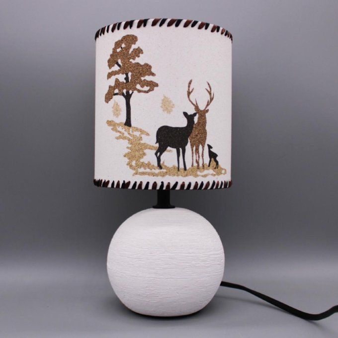 Lampe Famille de cerfs pied blanc