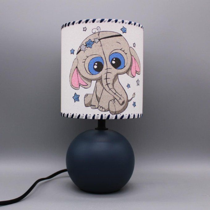 Lampe Petit éléphant pied bleu mat