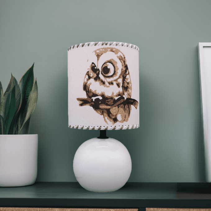 Lampe chouette rigolote – création artisanale en sable