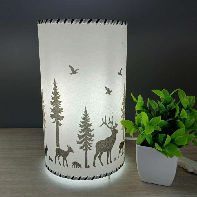 Lampe cylindre en sable - Forêt boréale