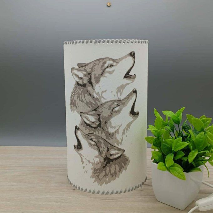 Lampe cylindre en sable - Loups hurlants
