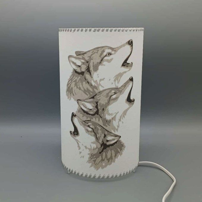Lampe cylindre en sable - Loups hurlants