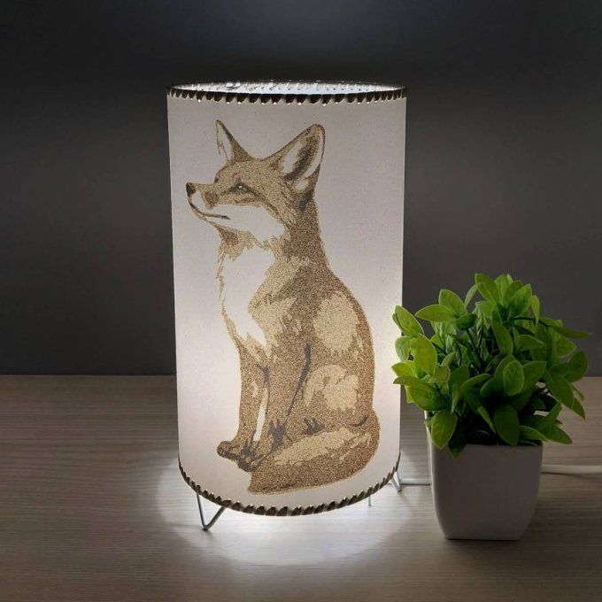 Lampe cylindre en sable - Chouette perchée - Copie