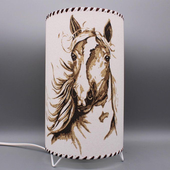 lampe cylindre cheval - tête de cheval majestueux réalisée en sable naturel