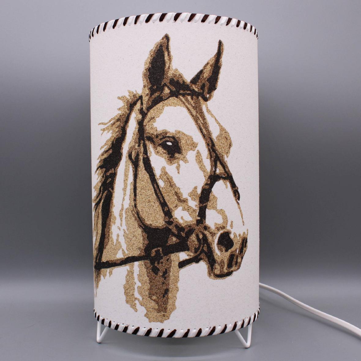 Lampe cylindre en sable - Tête de cheval