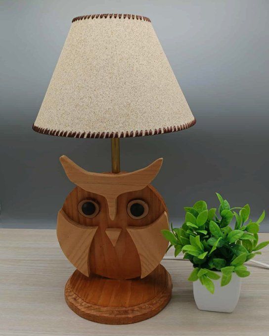 Lampe avec abat-jour en sable - Chouette naturelle