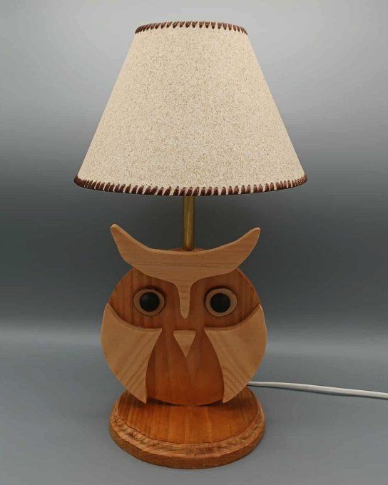 Lampe avec abat-jour en sable - Chouette naturelle