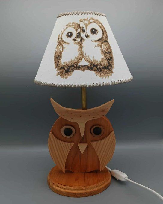 Lampe avec abat-jour en sable - Chouettes complices