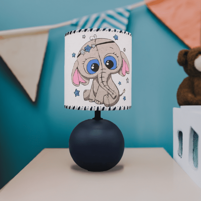 Lampe enfant éléphant mignon bleu – décoration chambre bébé