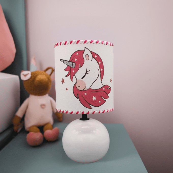 Lampe enfant licorne rose et blanche – décoration douce pour chambre