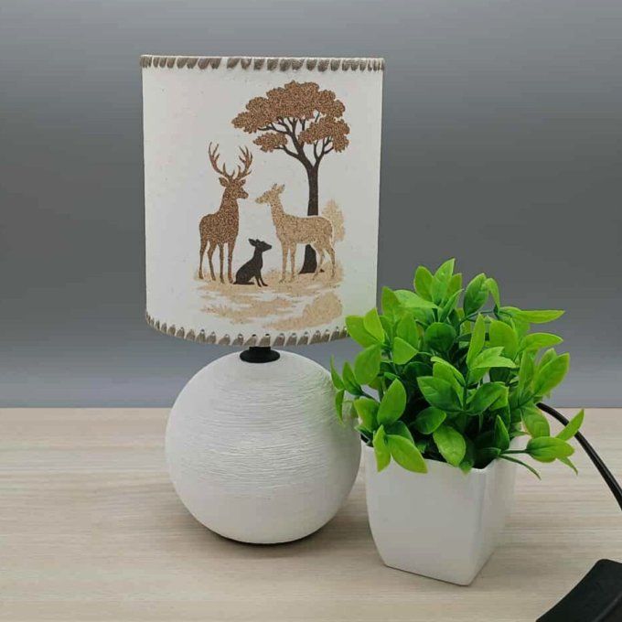 Lampe avec abat-jour en sable - Famille de cerfs
