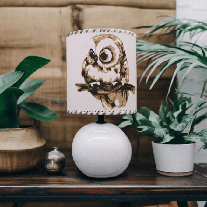 Lampe sable hibou déco – luminaire original fait main