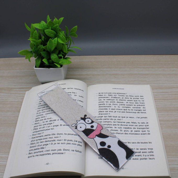 Marque-pages en sable - Vache rigolote
