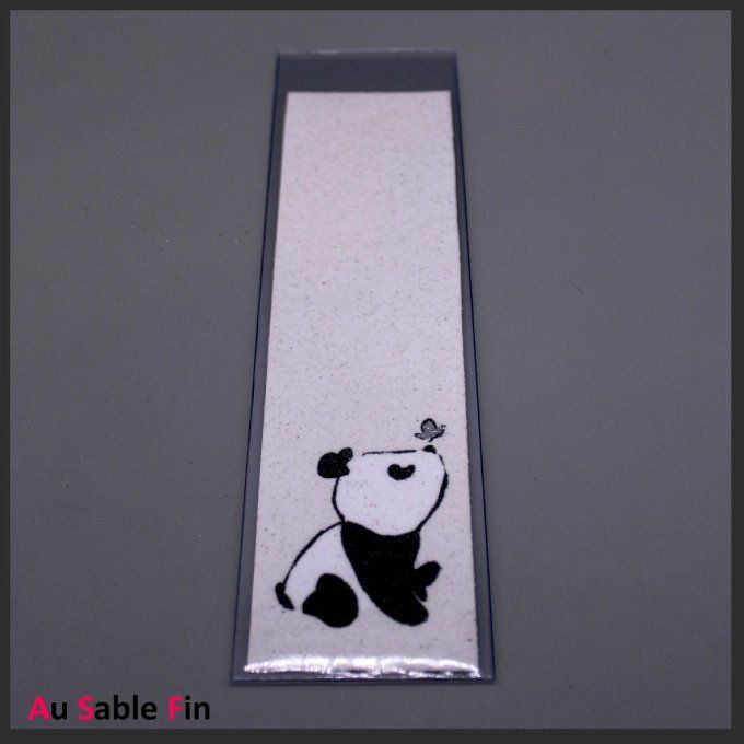Marque-page Pandi-panda en tableau de sable, panda et papillon en paillettes