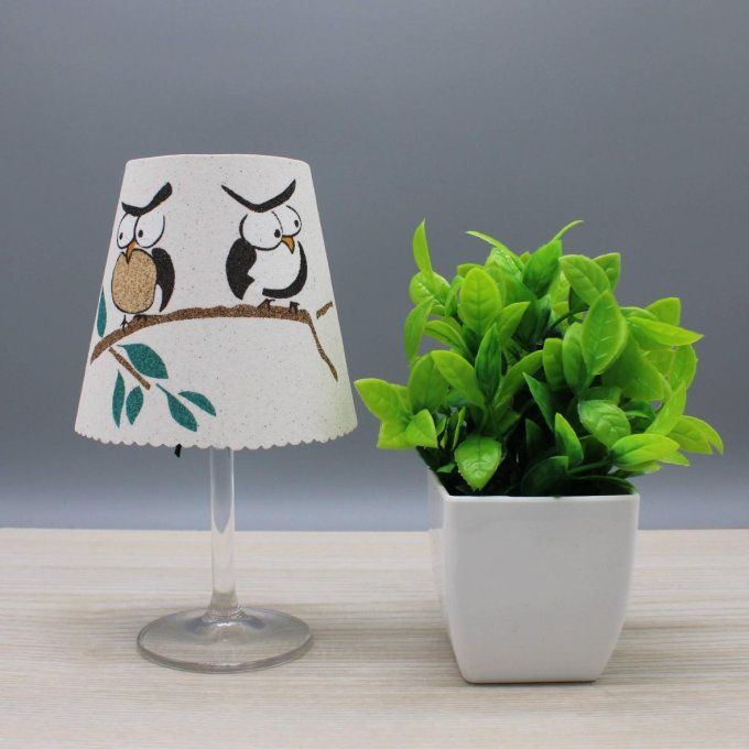 Photophore « Hibou fun » montrant deux hiboux sur une branche.