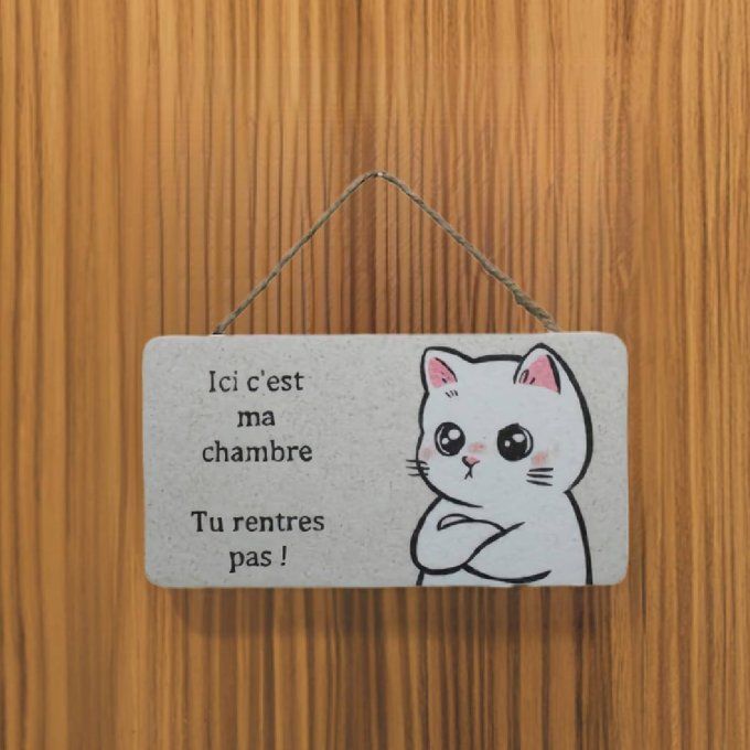 Plaque de porte chat interdit d’entrer – déco chambre enfant