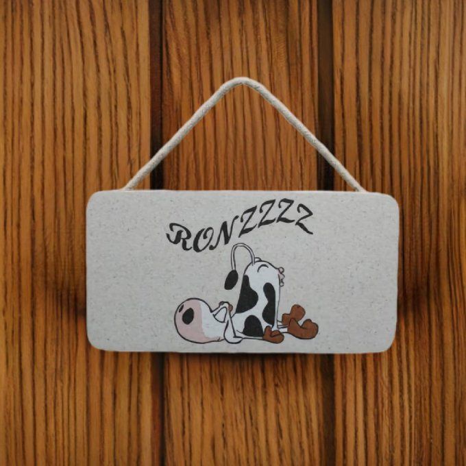 Plaque de porte humour vache qui dort – déco chambre rigolote