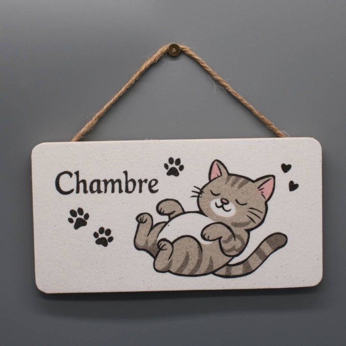 Plaque de porte chambre chat mignon