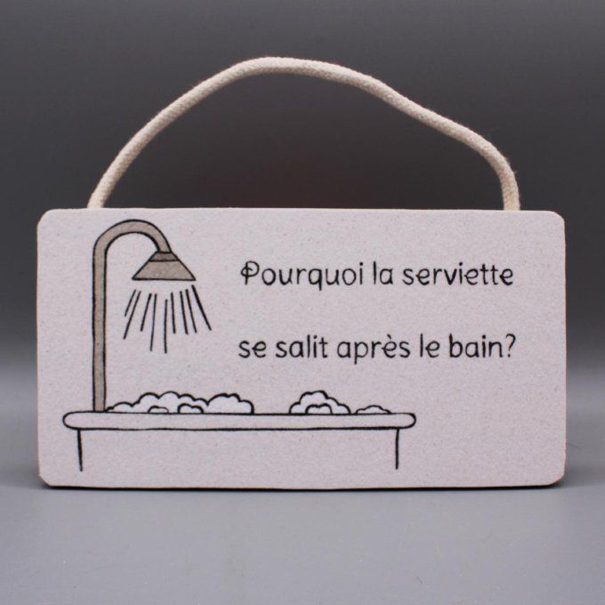 Plaque de porte Pourquoi la serviette se salit avec baignoire en sable coloré