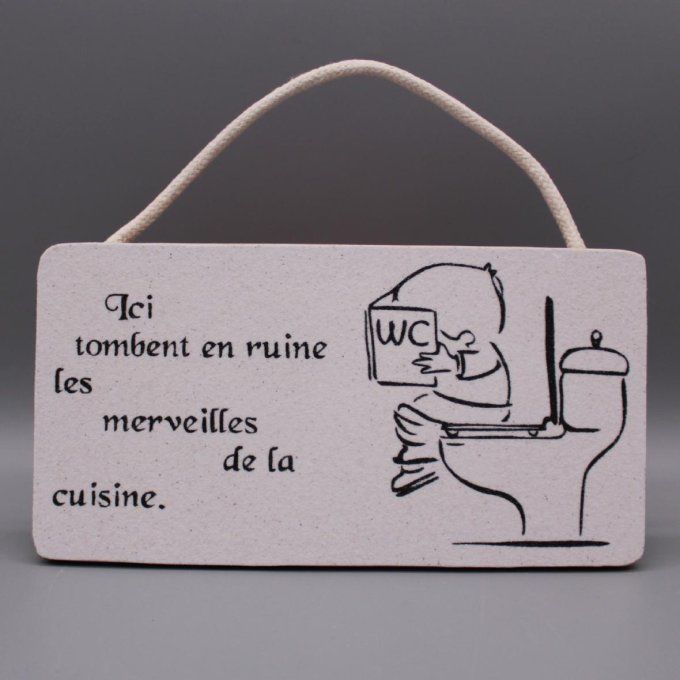 Plaque de porte Les merveilles de la cuisine avec un garçon aux WC en sable