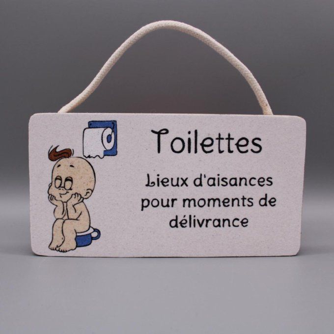Plaque de porte Toilettes, lieux d’aisance avec un bébé sur le pot en sable coloré